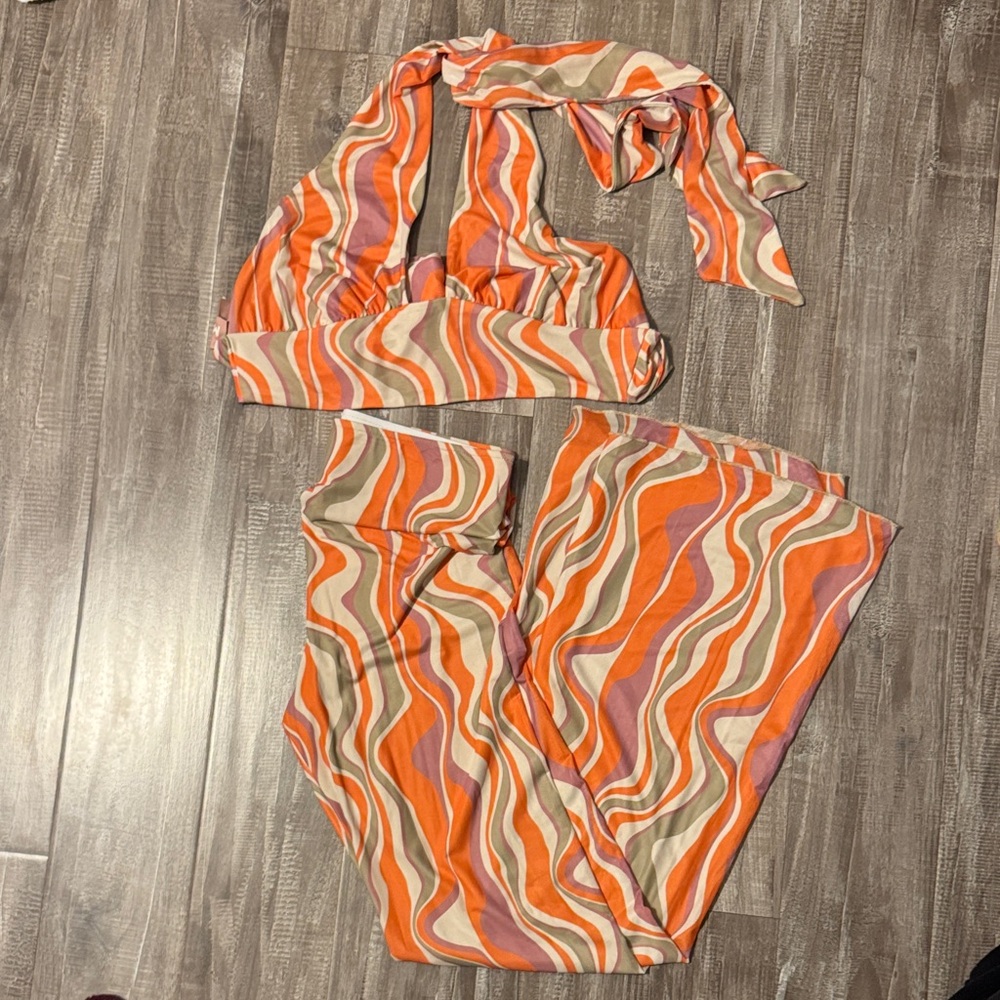 Show Me Your MuMu Retro Pants and Halter Crop Top Set